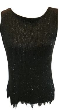 J.B.S. LTD Women’s Black Scoop Neck Dressy Sleeveless Top Glitter Beaded Size M